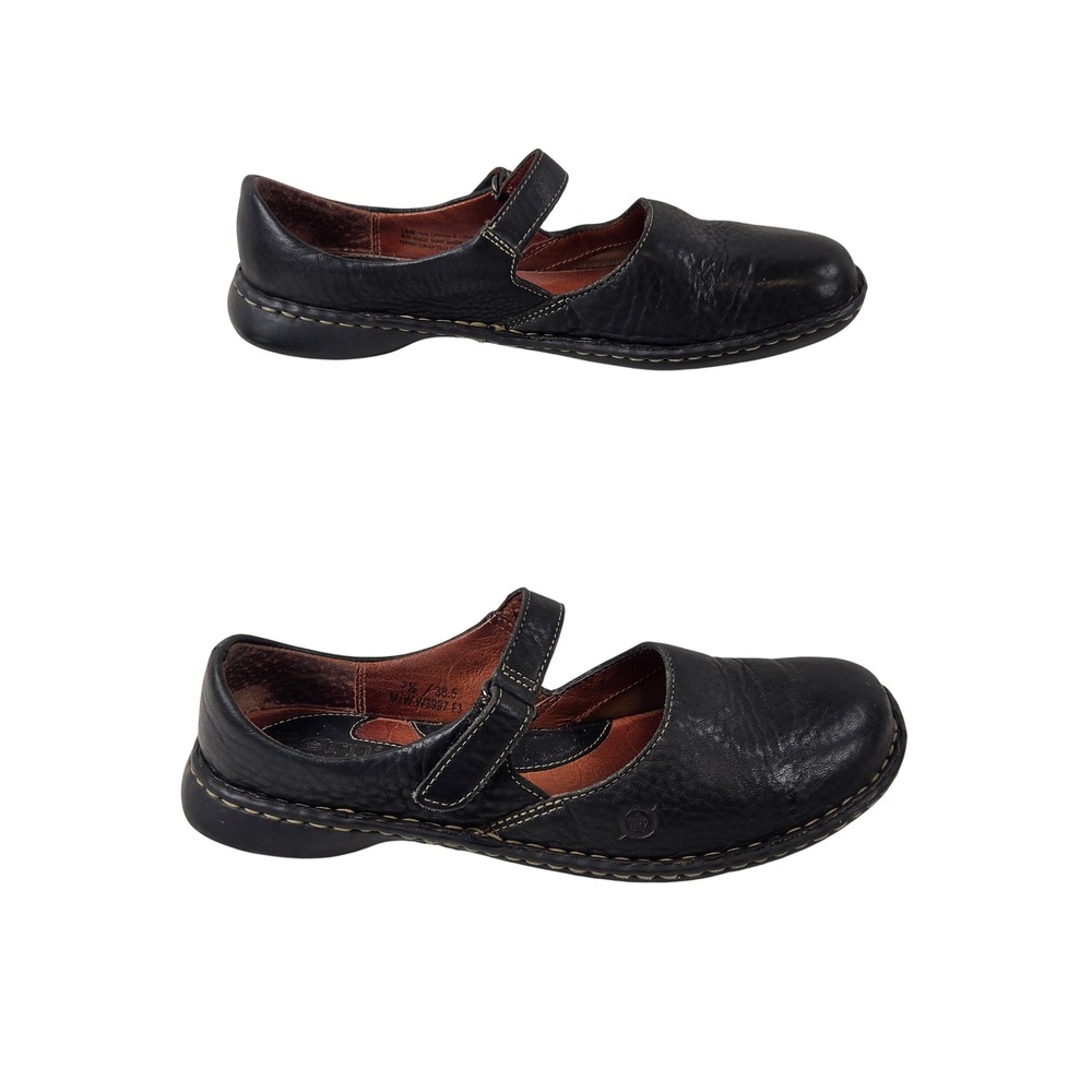 Born Black Leather Flat Mary Jane Shoes Women Sz 7.5 Fall Casual Whimsigoth